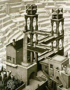 https://en.wikipedia.org/wiki/Waterfall<sub>(M.<sub>C</sub>.<sub>Escher</sub>)</sub>