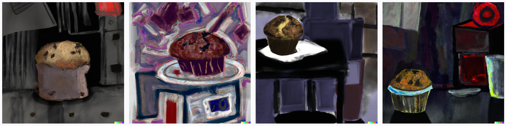 utility muffin in a dark laboratory abstract expressionism painting